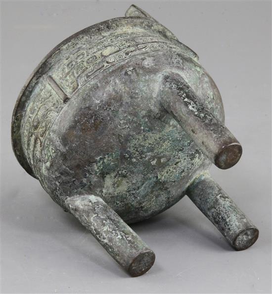 A small Chinese archaistic bronze vessel, Ding, early Western Zhou dynasty style, 12.5cm high